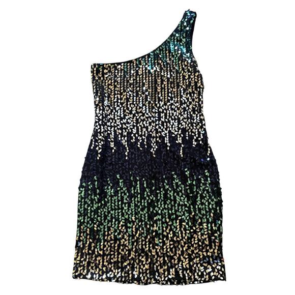 Love Reign Dresses & Skirts - Sequence Ombre Multicolored Dress Size Large Womens One shoulder Glam Cocktail